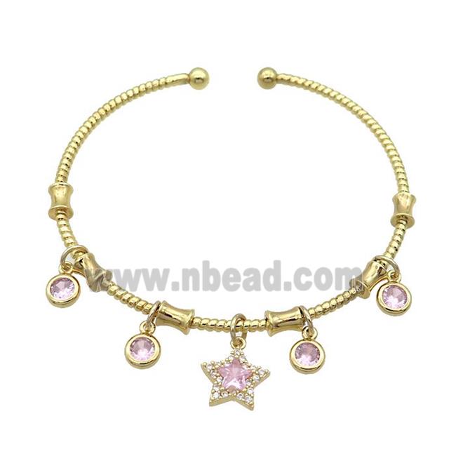 Copper Bangles Pave Pink Zircon Gold Plated