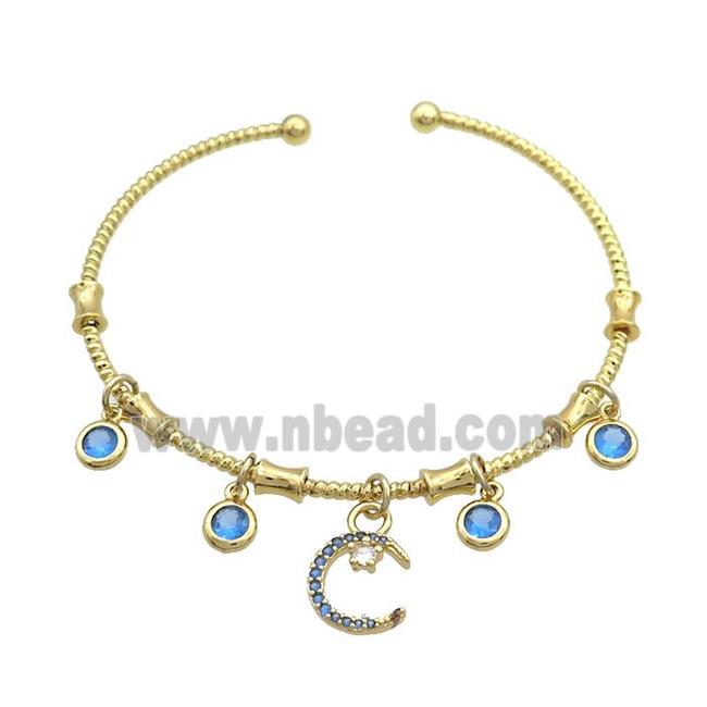 Copper Bangles Pave Blue Zircon Gold Plated