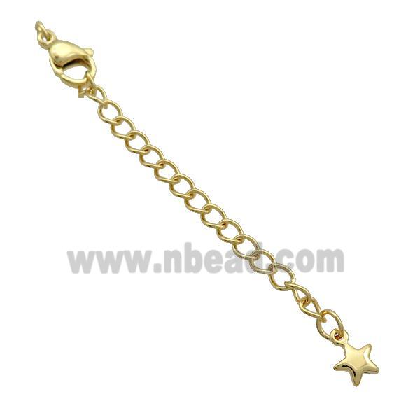 Copper Necklace Extender Chain Star Gold Plated