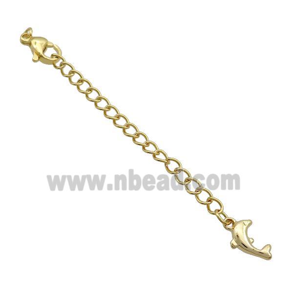 Copper Necklace Extender Chain Dolphin Gold Plated