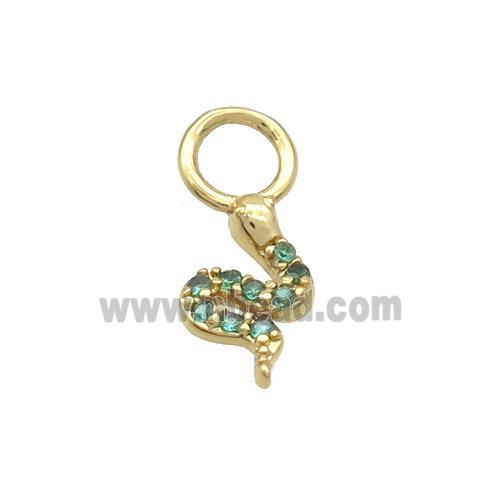 Copper Snake Pendant Charms Pave Zircon Gold Plated