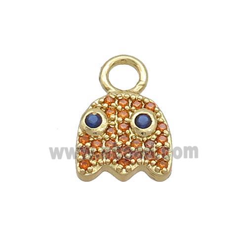 Halloween Ghost Charms Copper Pendant Pave Zircon Gold Plated