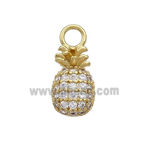 Copper Pineapple Pendant Pave Zirconia Gold Plated