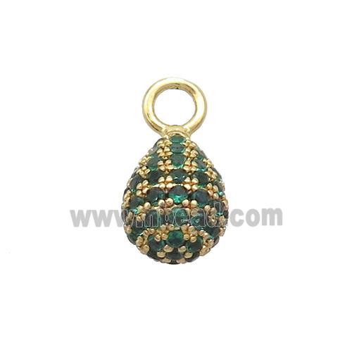 Copper Teardrop Pendant Pave Green Zircon Gold Plated