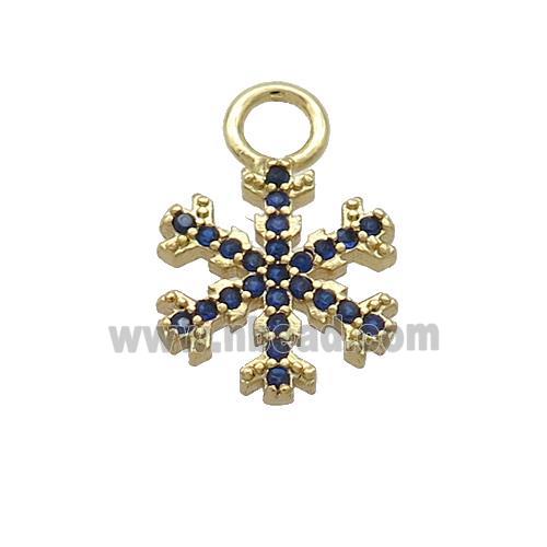 Copper Snowflake Pendant Pave Blue Zircon Christmas Gold Plated
