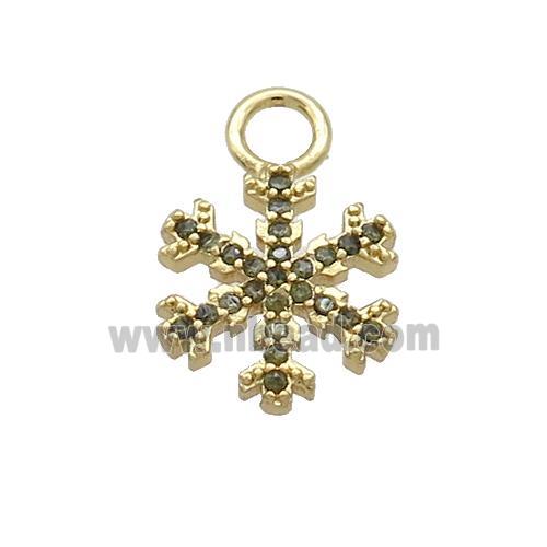 Copper Snowflake Pendant Pave Zircon Christmas Gold Plated
