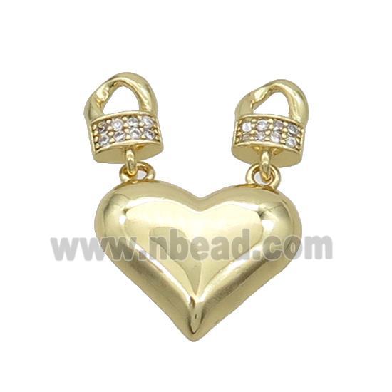 Copper Heart Pendant Pave Zircon 2loops Gold Plated