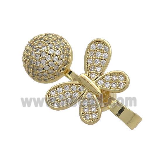Copper Magnetic Clasp Pave Zircon Butterfly Gold Plated