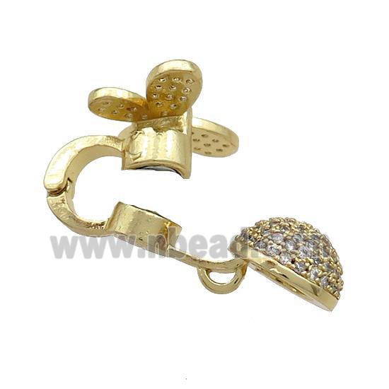 Copper Magnetic Clasp Pave Zircon Butterfly Gold Plated