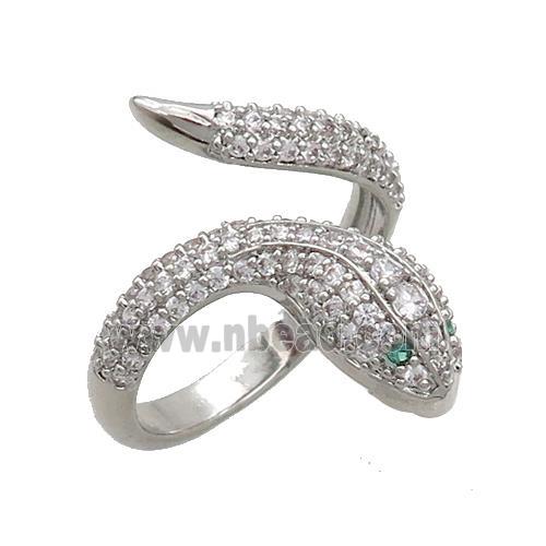 Copper Snake Rings Pave Zircon Platinum Plated