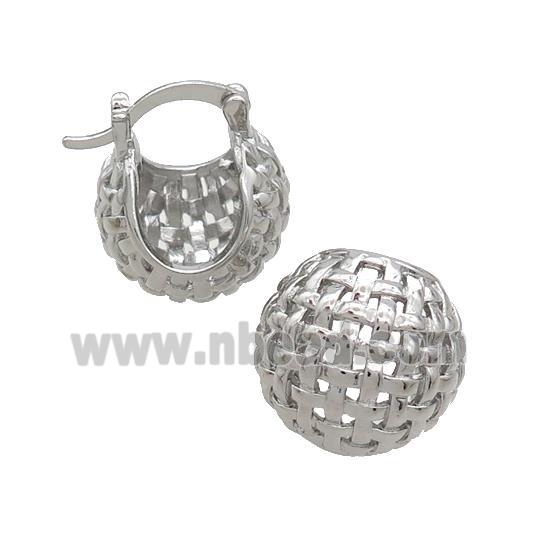 Copper Latchback Earrings Hollow Platinum Plated