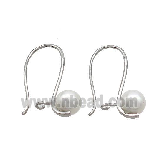Copper Hook Earrings Pave Pearlized Resin Platinum Plated