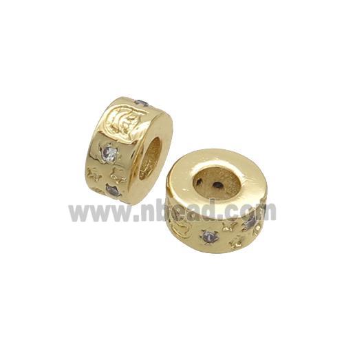 Copper Rondelle Spacer Beads Pave Zircon Gold Plated