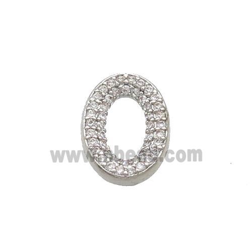 Copper Oval Connector Pave Zircon Platinum Plated