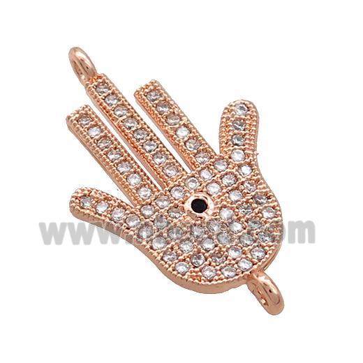 Copper Hamsahand Connector Pave Zircon Rose Gold