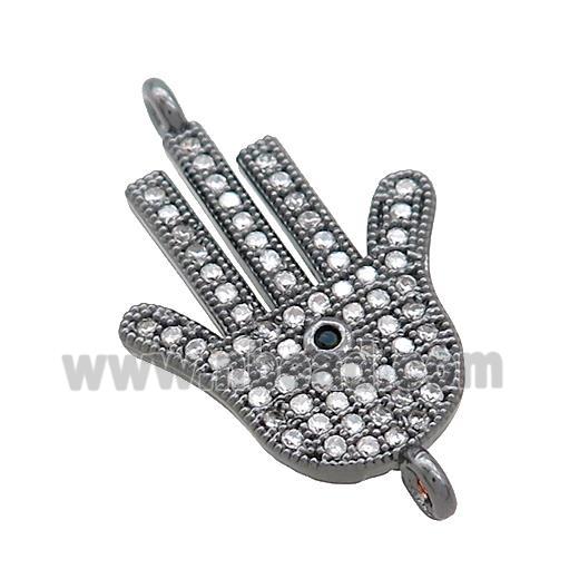 Copper Hamsahand Connector Pave Zircon Black Plated