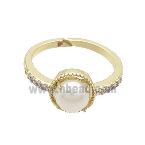 Copper Rings Pave Zircon Pearlized Resin Gold Plated