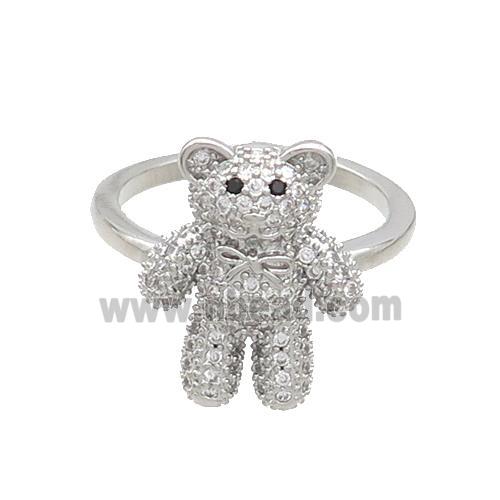 Copper Bear Rings Pave Zircon Platinum Plated