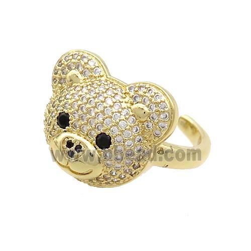 Copper Bear Rings Pave Zircon Gold Plated