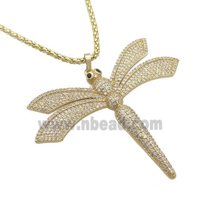 Copper Necklace Dragonfly Pave Zircon Gold Plated