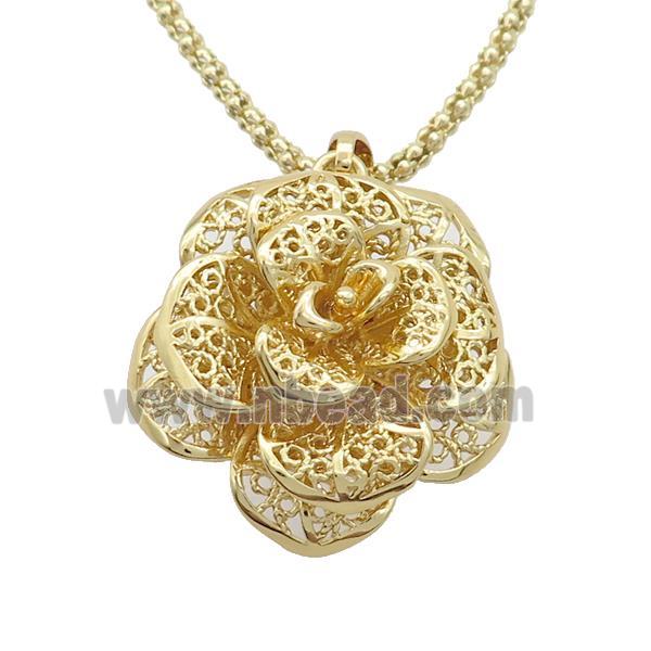 Copper Necklace Flower Gold Plated