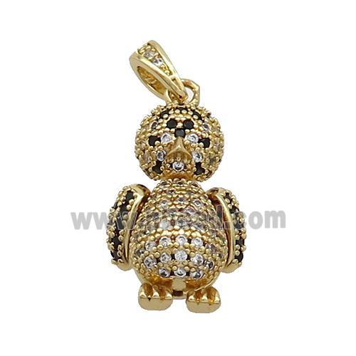 Copper Duck Pendant Pave Zircon Gold Plated