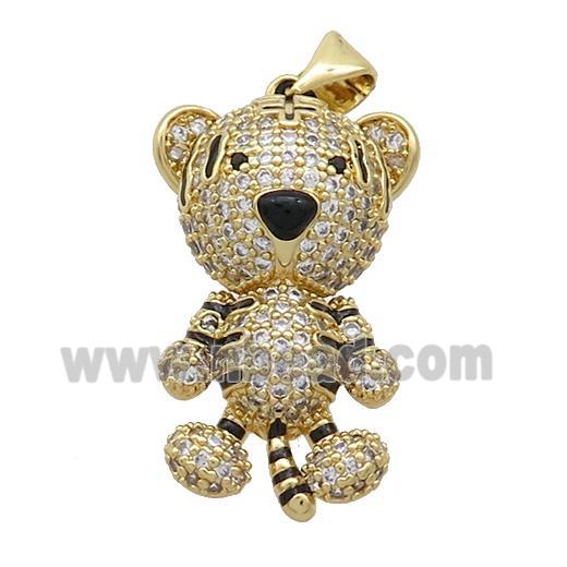 Copper Tiger Charms Pendant Pave Zircon Gold Plated