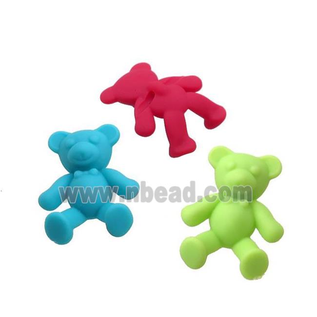 Resin Bear Charms Pendant Matte Mixed Color