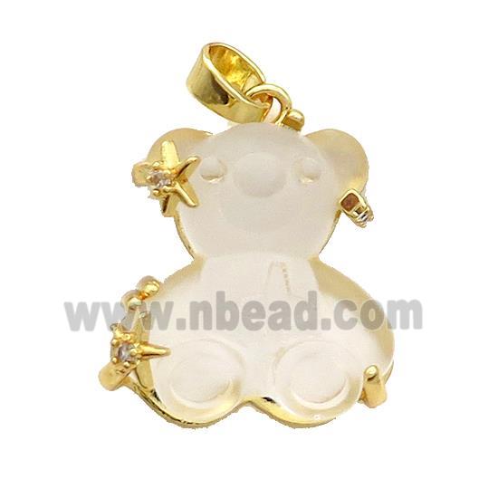 Clear Resin Bear Pendant Copper Gold Plated