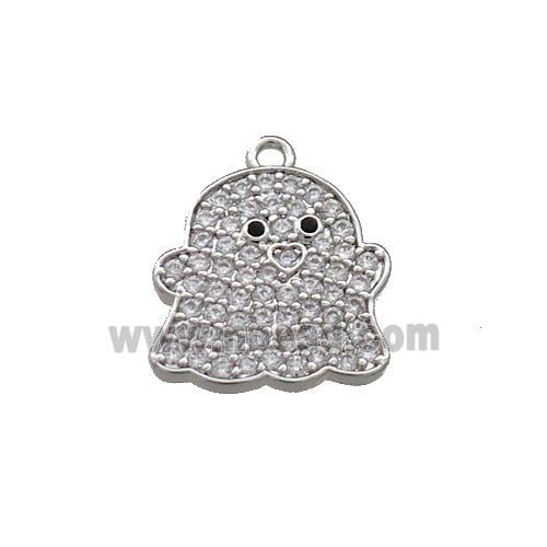 Copper Ghost Charms Pendant Pave Zircon Halloween Platinum Palted