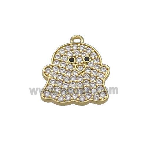 Copper Ghost Charms Pendant Pave Zircon Halloween Gold Plated