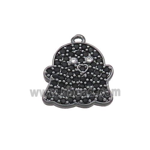 Copper Ghost Charms Pendant Pave Zircon Halloween Black Plated