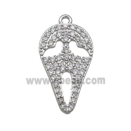 Copper Pendant Pave Zircon Ghost Halloween Charms Platinum Plated