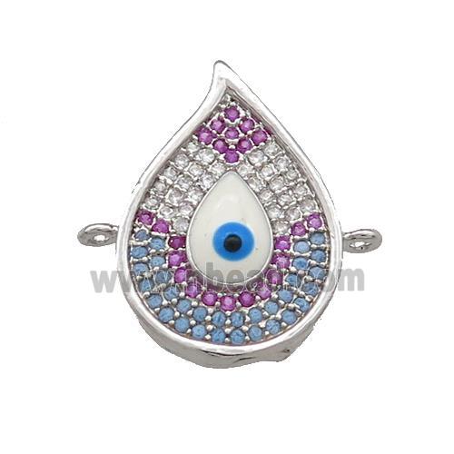 Copper Flame Connector Pave Zircon Multicolor Evil Eye Platinum Plated