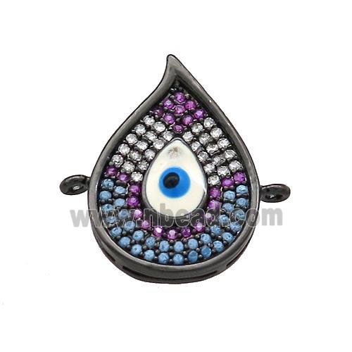 Copper Flame Connector Pave Zircon Multicolor Evil Eye Black Plated