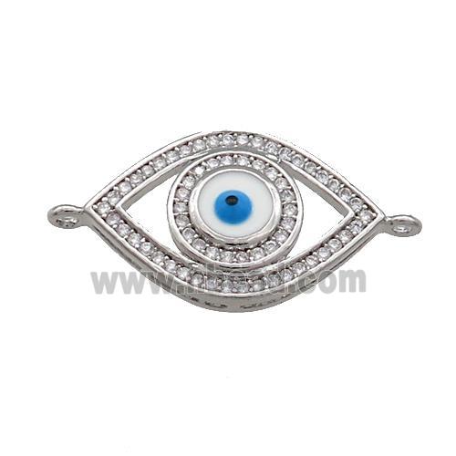 Copper Evil Eye Connector Pave Zircon Platinum Plated
