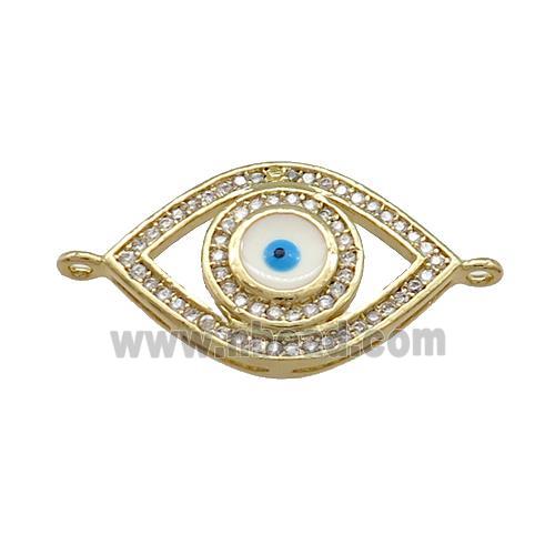 Copper Evil Eye Connector Pave Zircon Gold Plated