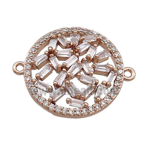 Copper Circle Connector Pave Zircon Rose Gold