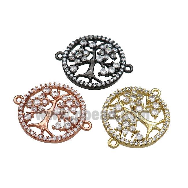 Tree Of Life Connector Pave Zircon Copper Circle Mixed