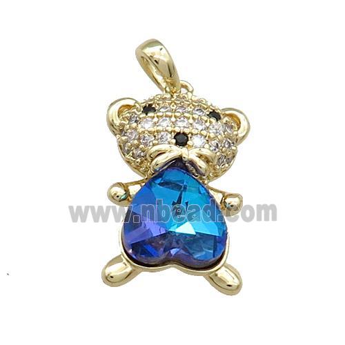 Copper Mouse Pendant Pave Zircon Crystal Glass Gold Plated