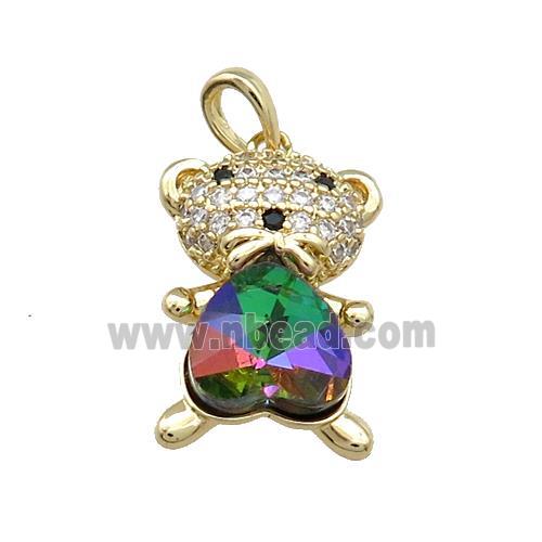 Copper Mouse Pendant Pave Zircon Crystal Glass Gold Plated