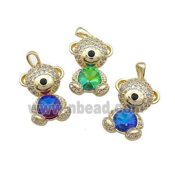 Copper Mouse Pendant Pave Zircon Crystal Glass Gold Plated Mixed