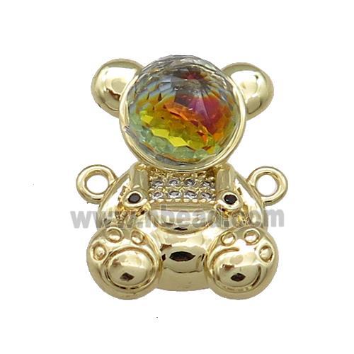 Copper Bear Connector Pave Zircon Crystal Glass Gold Plated