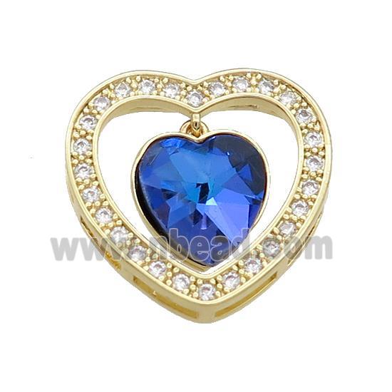 Copper Heart Pendant Pave Crystal Glass Zircon Gold Plated