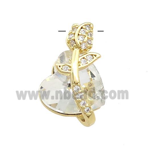 Copper Tulip Flower Pendant Pave Crystal Glass Zircon Gold Plated