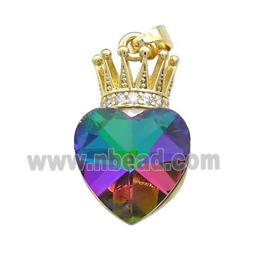 Copper Crown Pendant Pave Crystal Glass Zircon Gold Plated