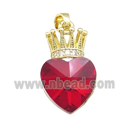 Copper Crown Pendant Pave Crystal Glass Zircon Gold Plated