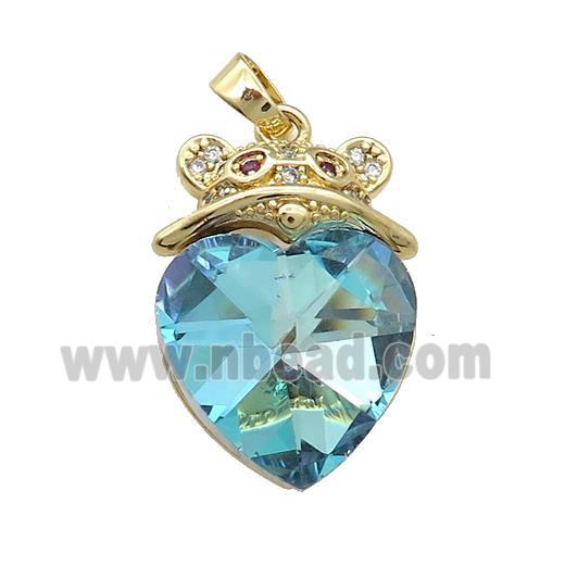 Copper Mouse Pendant Pave Crystal Glass Zircon Gold Plated
