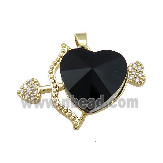 Copper CupidArrow Pendant Pave Crystal Glass Zircon Gold Plated
