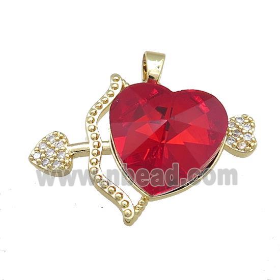 Copper CupidArrow Pendant Pave Crystal Glass Zircon Gold Plated